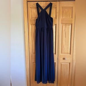 Lulus Navy Blue Sleeveless Halter Neck Formal Dress Size Large